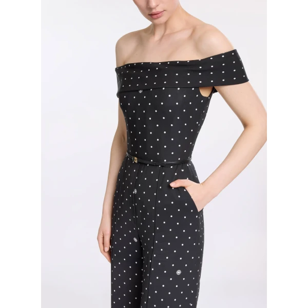 Elie Saab Polka Dot Jumpsuit in Black featuring  – Luxury Designer Fashion at Luxury Shoes .