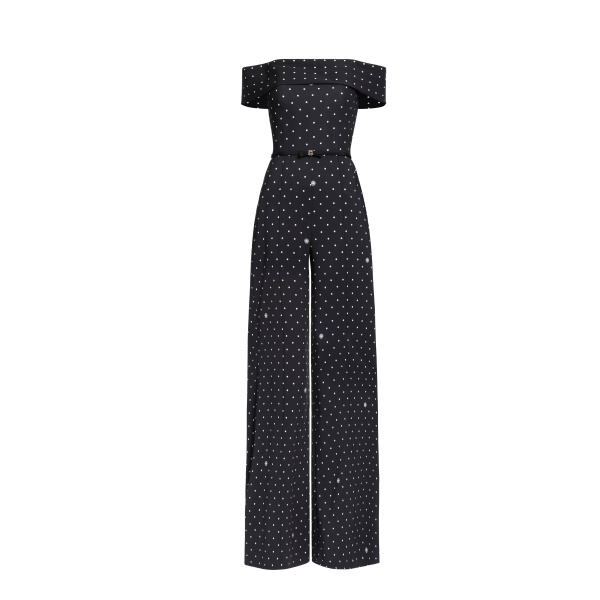 Elie Saab Polka Dot Jumpsuit in Black featuring  – Luxury Designer Fashion at Luxury Shoes .