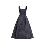 Elie Saab Polka Dot Midi Dress in Black featuring  – Luxury Designer Fashion at Luxury Shoes .
