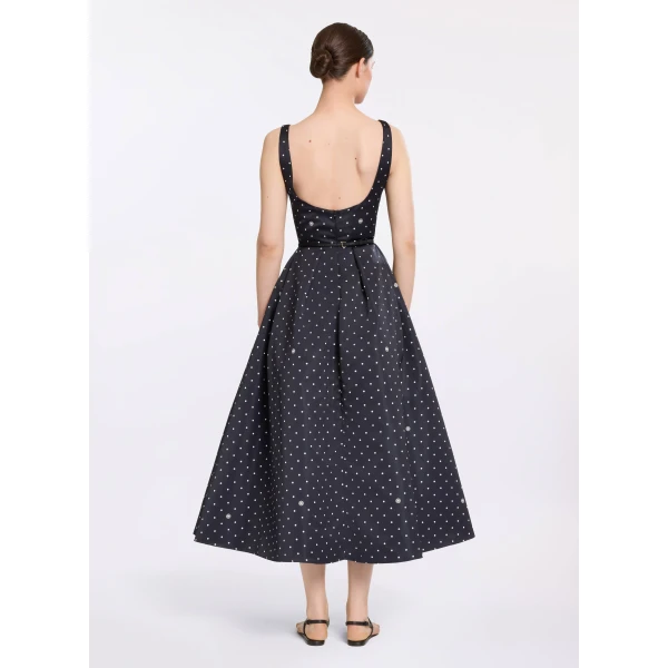 Elie Saab Polka Dot Midi Dress in Black featuring  – Luxury Designer Fashion at Luxury Shoes .