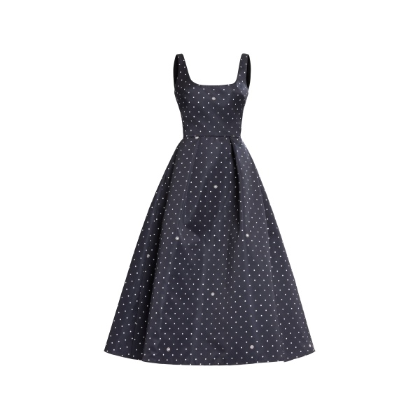 Elie Saab Polka Dot Midi Dress in Black featuring  – Luxury Designer Fashion at Luxury Shoes .