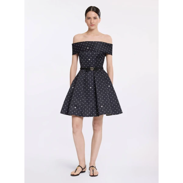 Elie Saab Polka Dot Short Dress in Black featuring  – Luxury Designer Fashion at Luxury Shoes .