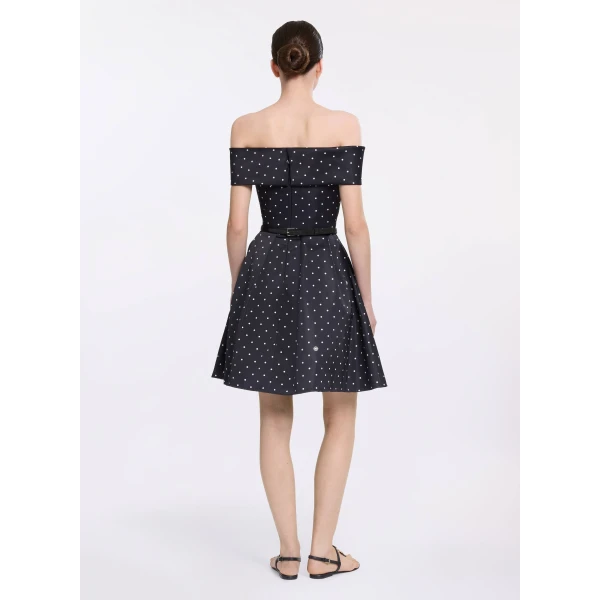 Elie Saab Polka Dot Short Dress in Black featuring  – Luxury Designer Fashion at Luxury Shoes .
