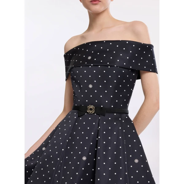 Elie Saab Polka Dot Short Dress in Black featuring  – Luxury Designer Fashion at Luxury Shoes .