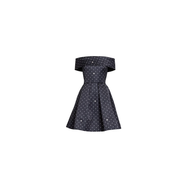 Elie Saab Polka Dot Short Dress in Black featuring  – Luxury Designer Fashion at Luxury Shoes .