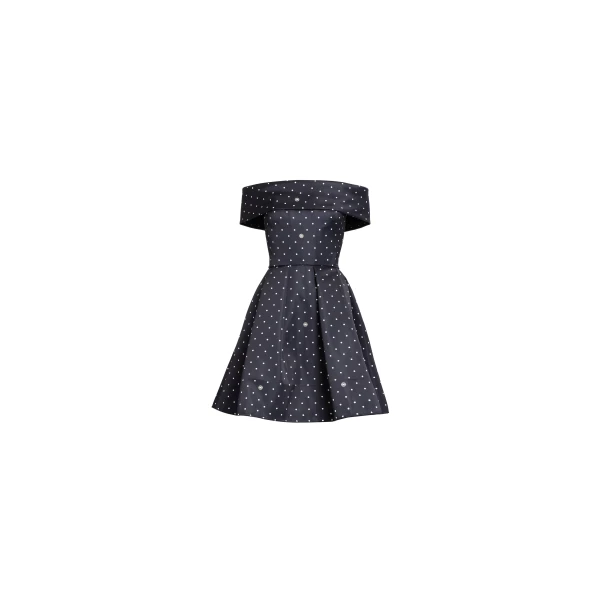 Elie Saab Polka Dot Short Dress in Black featuring  – Luxury Designer Fashion at Luxury Shoes .