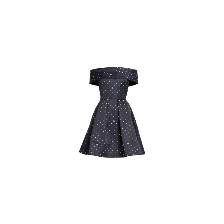 Elie Saab Polka Dot Short Dress in Black featuring  – Luxury Designer Fashion at Luxury Shoes .
