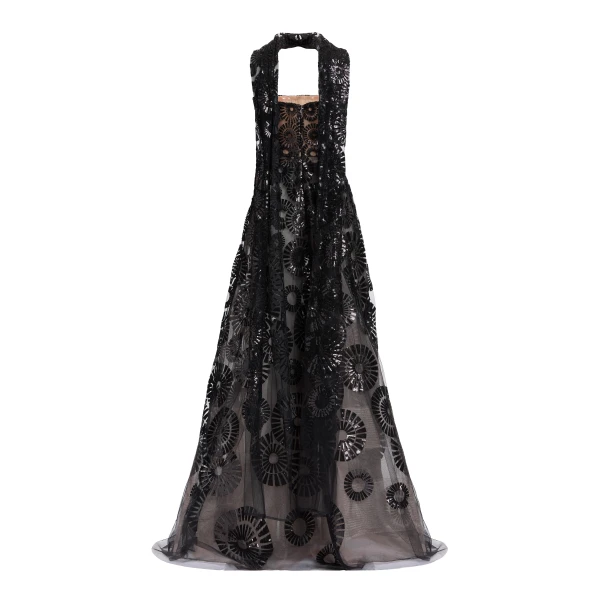 Elie Saab Sequin Embroidered Gown in Black featuring  – Luxury Designer Fashion at Luxury Shoes .