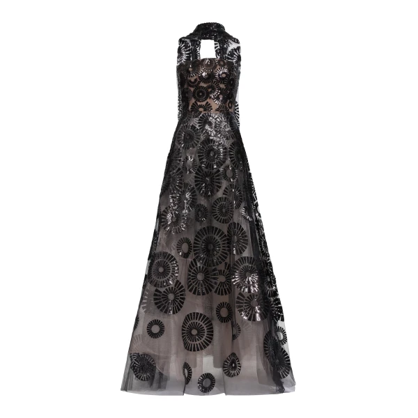 Elie Saab Sequin Embroidered Gown in Black featuring  – Luxury Designer Fashion at Luxury Shoes .