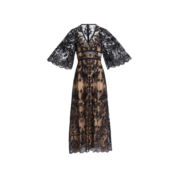 Elie Saab Sequin Embroidered Lace Dress in Black featuring  – Luxury Designer Fashion at Luxury Shoes .