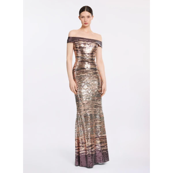Elie Saab Sequin Embroidered Long Dress in Multicolour featuring  – Luxury Designer Fashion at Luxury Shoes .