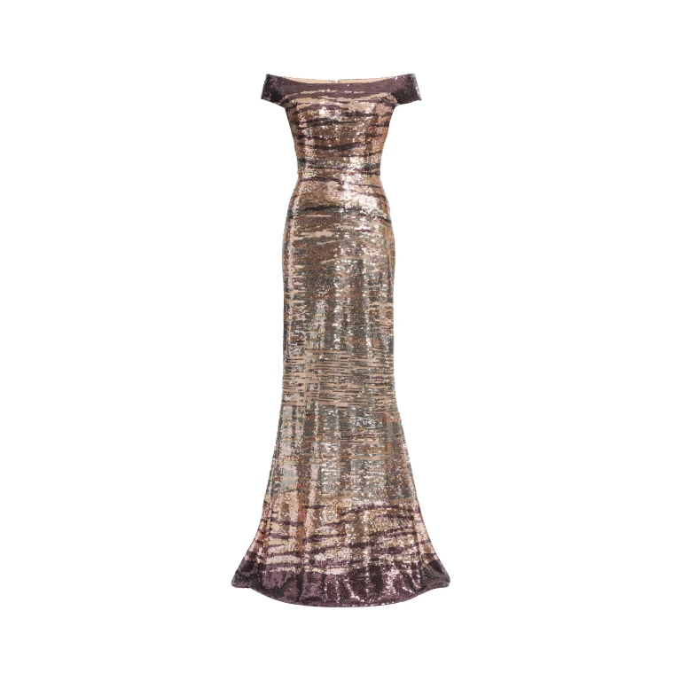 Elie Saab Sequin Embroidered Long Dress in Multicolour featuring  – Luxury Designer Fashion at Luxury Shoes .