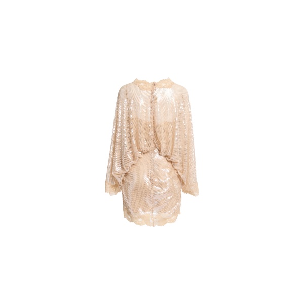 Elie Saab Sequined Mesh Dress in Beige featuring  – Luxury Designer Fashion at Luxury Shoes .