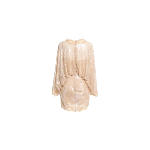 Elie Saab Sequined Mesh Dress in Beige featuring  – Luxury Designer Fashion at Luxury Shoes .
