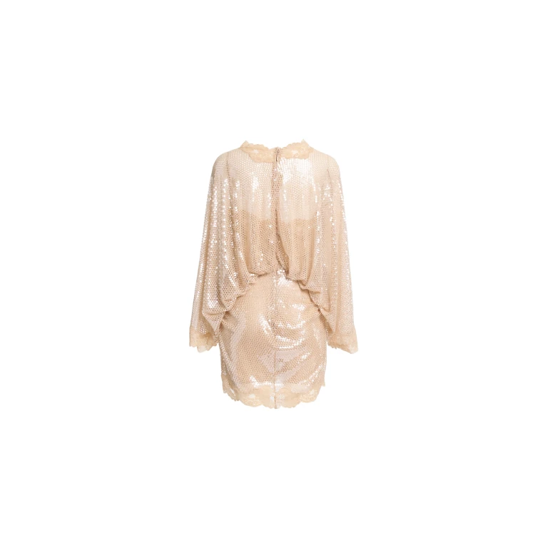 Elie Saab Sequined Mesh Dress in Beige featuring  – Luxury Designer Fashion at Luxury Shoes .