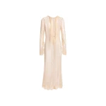 Elie Saab Sequined Mesh Midi Dress in Beige featuring  – Luxury Designer Fashion at Luxury Shoes .