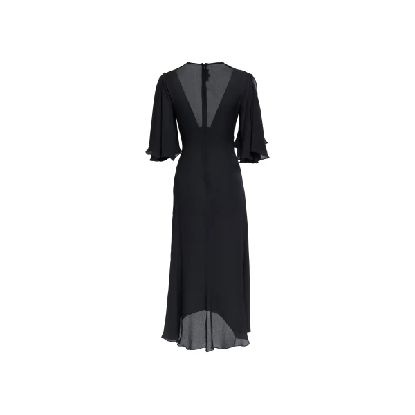 Elie Saab Silk Midi Dress in Black featuring  – Luxury Designer Fashion at Luxury Shoes .