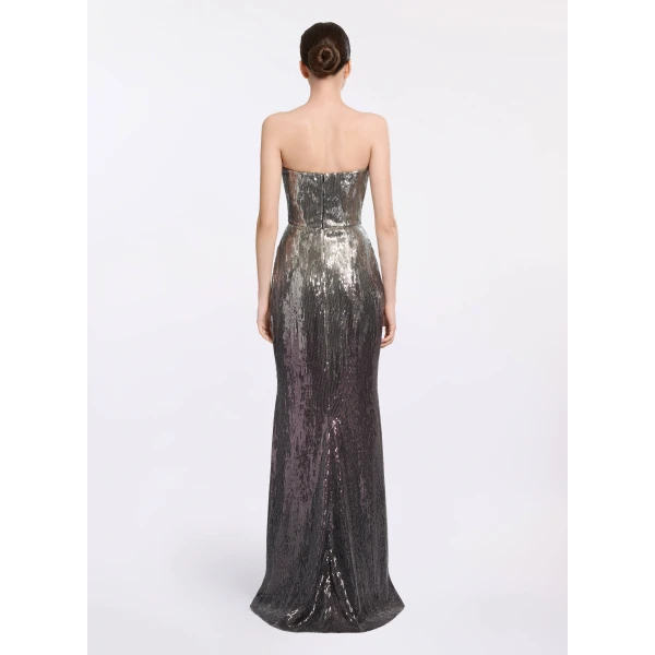 Elie Saab Strapless Gradient Sequin Gown in Silver featuring  – Luxury Designer Fashion at Luxury Shoes .