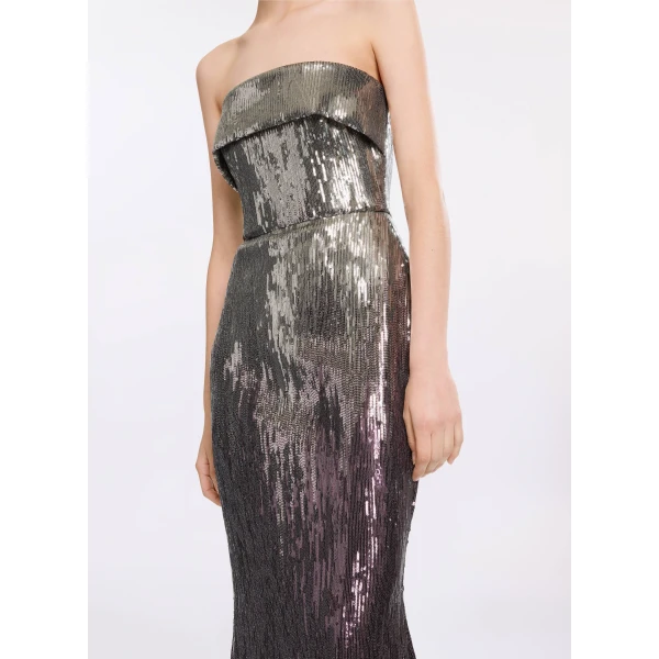 Elie Saab Strapless Gradient Sequin Gown in Silver featuring  – Luxury Designer Fashion at Luxury Shoes .