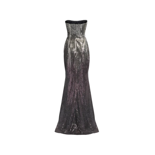 Elie Saab Strapless Gradient Sequin Gown in Silver featuring  – Luxury Designer Fashion at Luxury Shoes .