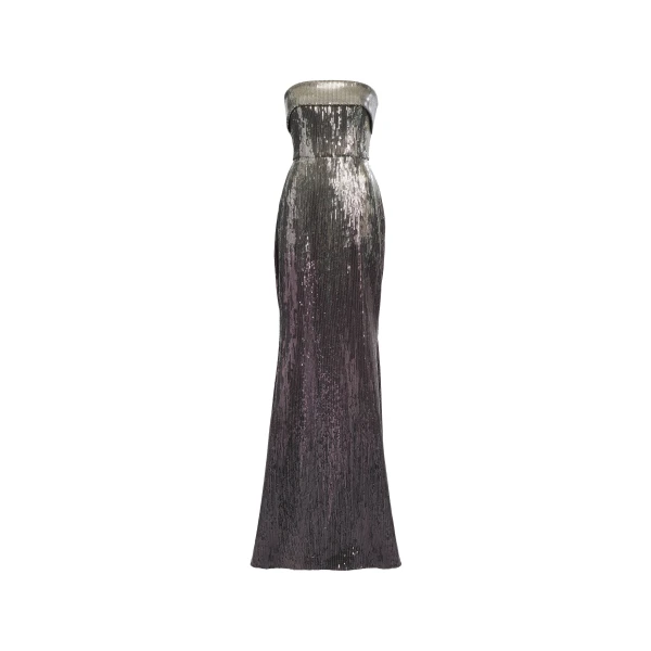 Elie Saab Strapless Gradient Sequin Gown in Silver featuring  – Luxury Designer Fashion at Luxury Shoes .