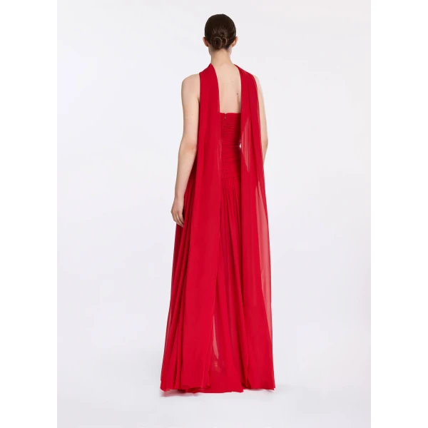 Elie Saab Strapless Silk Dress in Red featuring  – Luxury Designer Fashion at Luxury Shoes .
