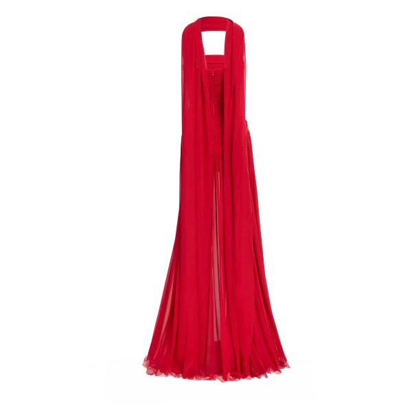Elie Saab Strapless Silk Dress in Red featuring  – Luxury Designer Fashion at Luxury Shoes .