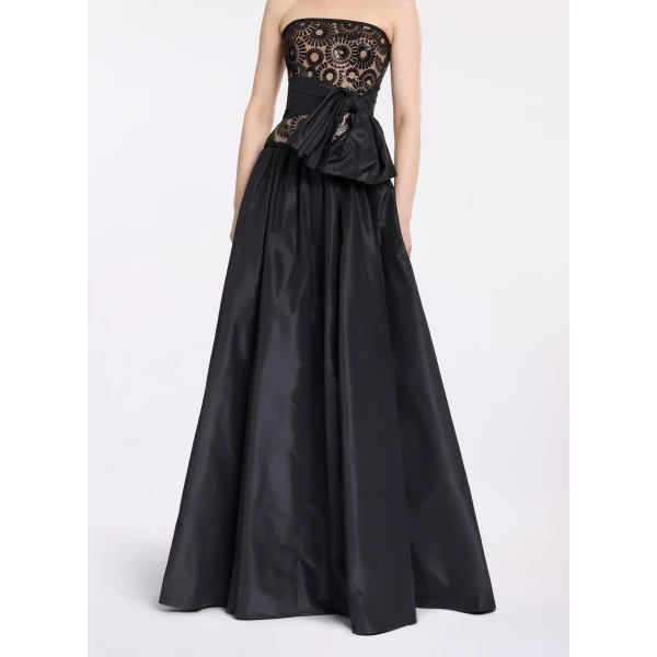 Elie Saab Taffeta Long Skirt in Black featuring  – Luxury Designer Fashion at Luxury Shoes .