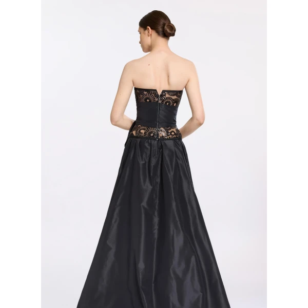 Elie Saab Taffeta Long Skirt in Black featuring  – Luxury Designer Fashion at Luxury Shoes .