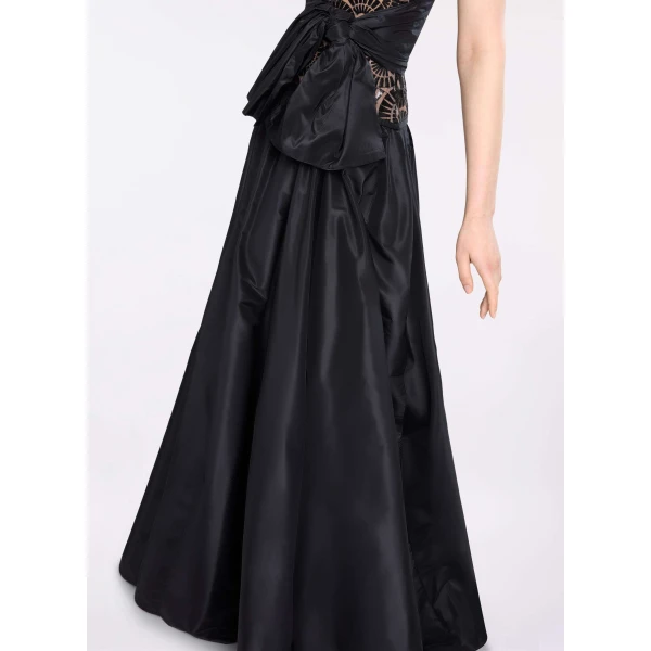 Elie Saab Taffeta Long Skirt in Black featuring  – Luxury Designer Fashion at Luxury Shoes .
