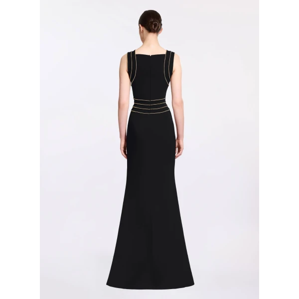 Elie Saab Trim Embellished Cady Dress in Black featuring  – Luxury Designer Fashion at Luxury Shoes .