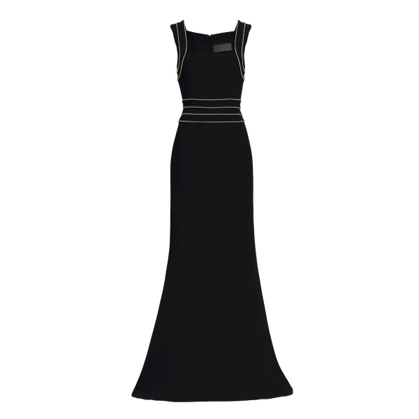 Elie Saab Trim Embellished Cady Dress in Black featuring  – Luxury Designer Fashion at Luxury Shoes .