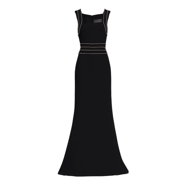 Elie Saab Trim Embellished Cady Dress in Black featuring  – Luxury Designer Fashion at Luxury Shoes .