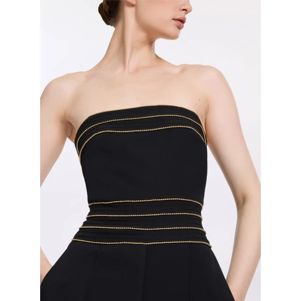 Elie Saab Trim Embellished Cady Jumpsuit in Black featuring  – Luxury Designer Fashion at Luxury Shoes .