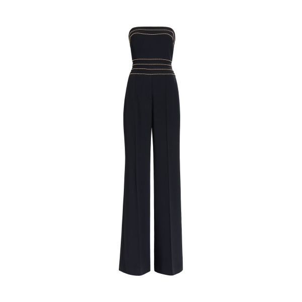 Elie Saab Trim Embellished Cady Jumpsuit in Black featuring  – Luxury Designer Fashion at Luxury Shoes .