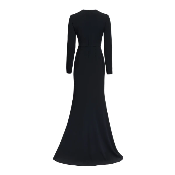Elie Saab V-Neck Cady Dress in Black featuring  – Luxury Designer Fashion at Luxury Shoes .