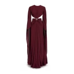 Elie Saab Wineberry Silk Long Dress in Red featuring  – Luxury Designer Fashion at Luxury Shoes .