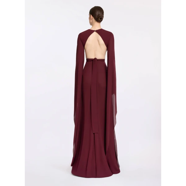 Elie Saab Wineberry Silk Long Dress in Red featuring  – Luxury Designer Fashion at Luxury Shoes .