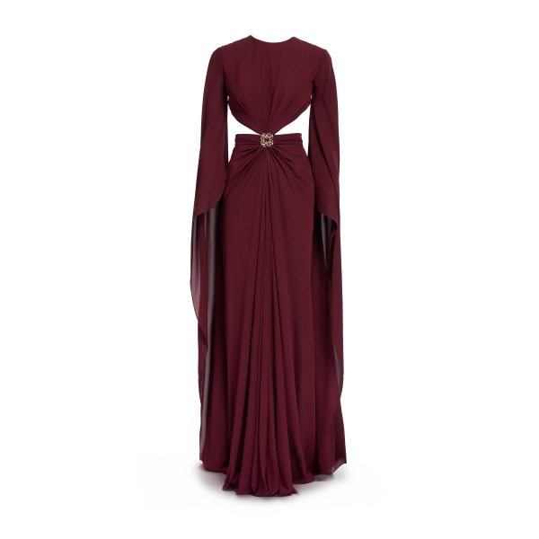 Elie Saab Wineberry Silk Long Dress in Red featuring  – Luxury Designer Fashion at Luxury Shoes .