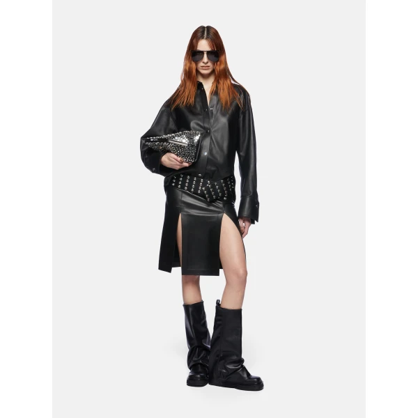 The Attico "Eliza'' Black Shirt - The Attico Tops - Designed by Gilda Ambrosio & Giorgia Tordini - Shop at Luxury Shoes 