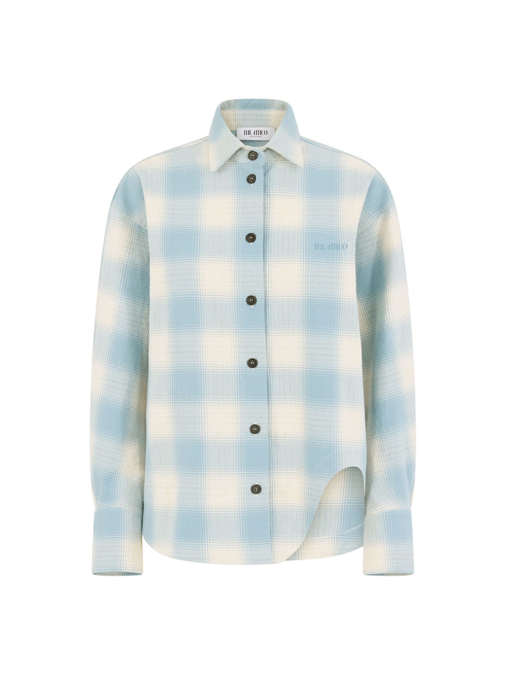 The Attico 'Eliza'' Light Blue And White Shirt - The Attico Tops - Designed by Gilda Ambrosio & Giorgia Tordini - Shop at Luxury Shoes The Attico 'Eliza'' Light Blue And White Shirt - The Attico Tops - Designed by Gilda Ambrosio & Giorgia Tordini - Shop at Luxury Shoes