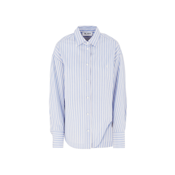 The Attico "Eliza'' White And Navy Blue Shirt - The Attico Tops - Designed by Gilda Ambrosio & Giorgia Tordini - Shop at Luxury Shoes 