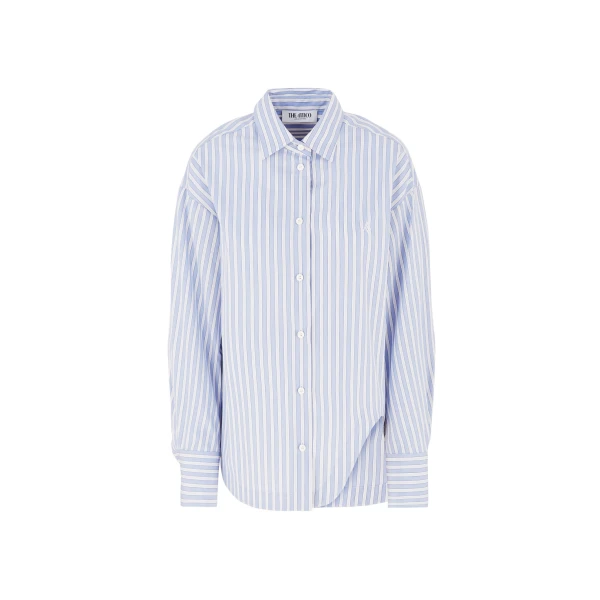 The Attico "Eliza'' White And Navy Blue Shirt - The Attico Tops - Designed by Gilda Ambrosio & Giorgia Tordini - Shop at Luxury Shoes 