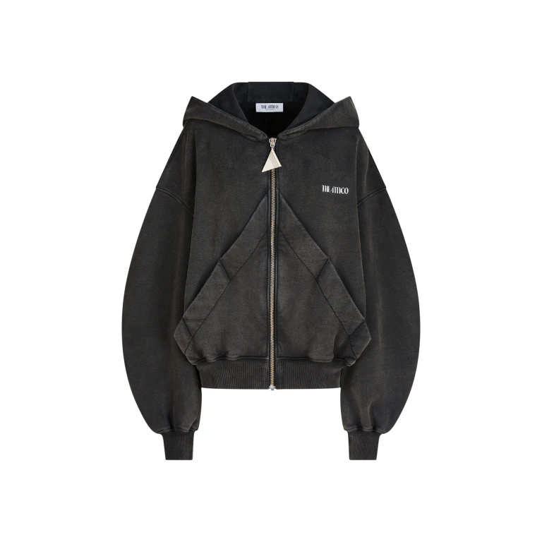 The Attico Faded Black Sweatshirt - The Attico Tops - Designed by Gilda Ambrosio & Giorgia Tordini - Shop at Luxury Shoes 