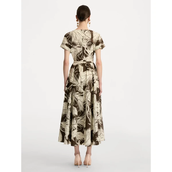 Oscar de la Renta Feather Cotton Poplin Dress - Oscar de la Renta Dresses - American Couture - Shop at Luxury Shoes 
