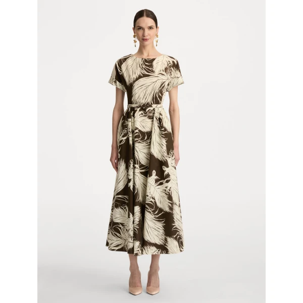 Oscar de la Renta Feather Cotton Poplin Dress - Oscar de la Renta Dresses - American Couture - Shop at Luxury Shoes 