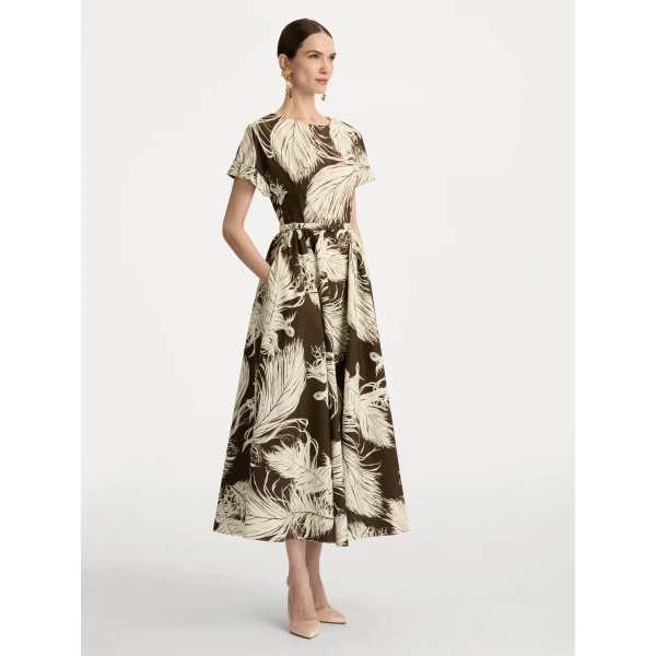 Oscar de la Renta Feather Cotton Poplin Dress - Oscar de la Renta Dresses - American Couture - Shop at Luxury Shoes 