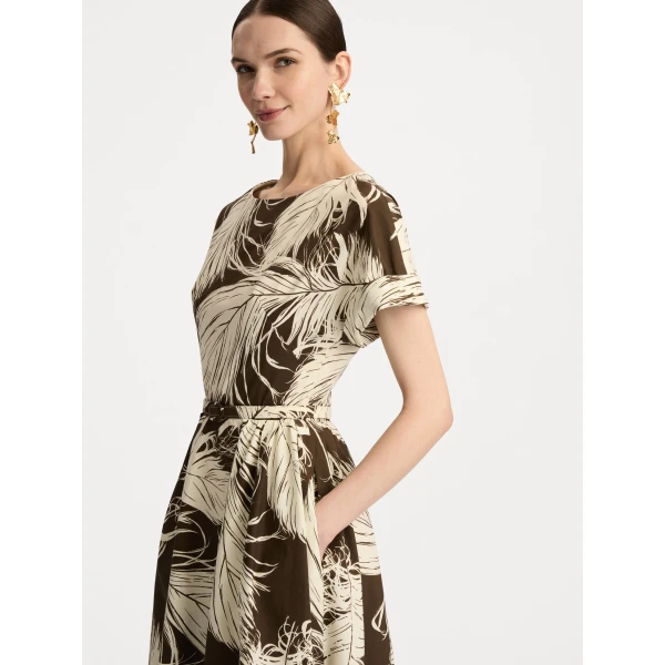 Oscar de la Renta Feather Cotton Poplin Dress - Oscar de la Renta Dresses - American Couture - Shop at Luxury Shoes 