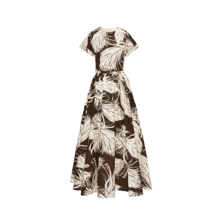 Oscar de la Renta Feather Cotton Poplin Dress - Oscar de la Renta Dresses - American Couture - Shop at Luxury Shoes 