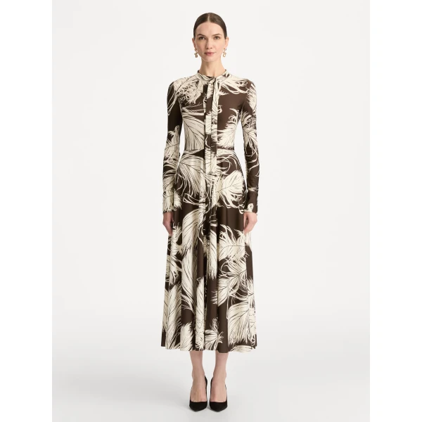 Oscar de la Renta Feather Jersey Dress - Oscar de la Renta Dresses - American Couture - Shop at Luxury Shoes 